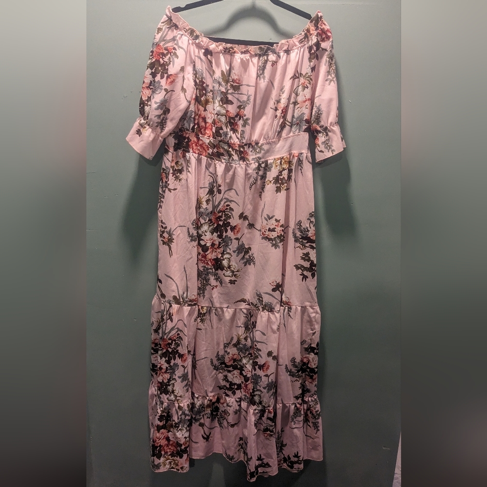 Pink floral maxi dress